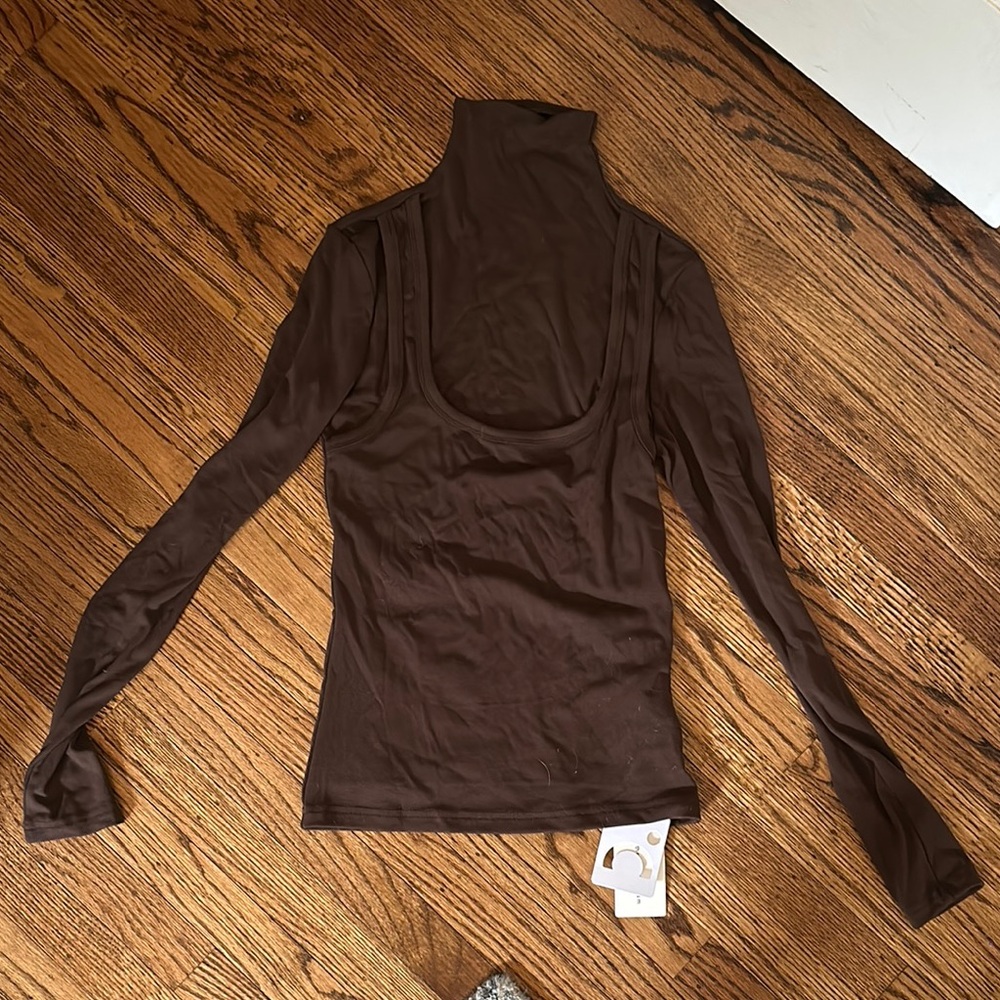 Brown Turtleneck Long Sleeve Top